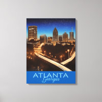 Atlanta Georgia Bleu et Gold Soirée Poster Canv