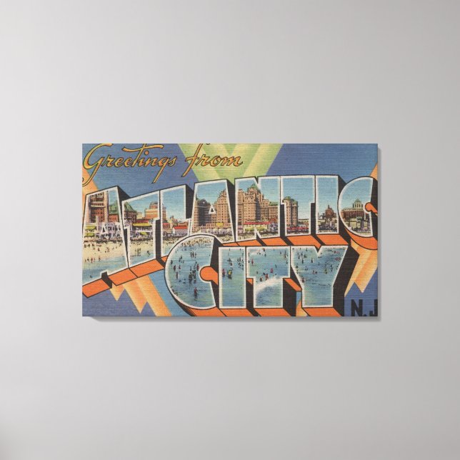 Toile Atlantic City, New Jersey (Boardwalk Scene) (Recto)