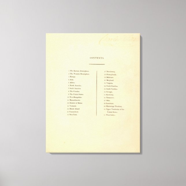 Toile atlas général des États-Unis (Recto)