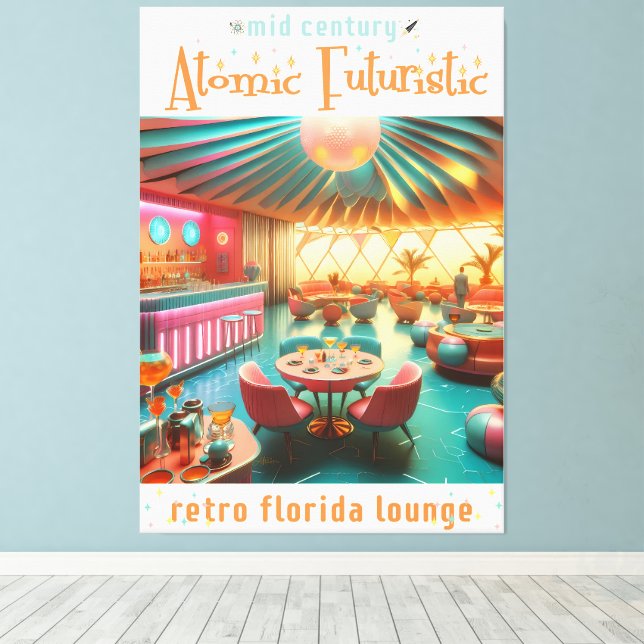 Toile Atomic Futuristic Retro Florida Lounge (Insitu (Plancher de Bois))
