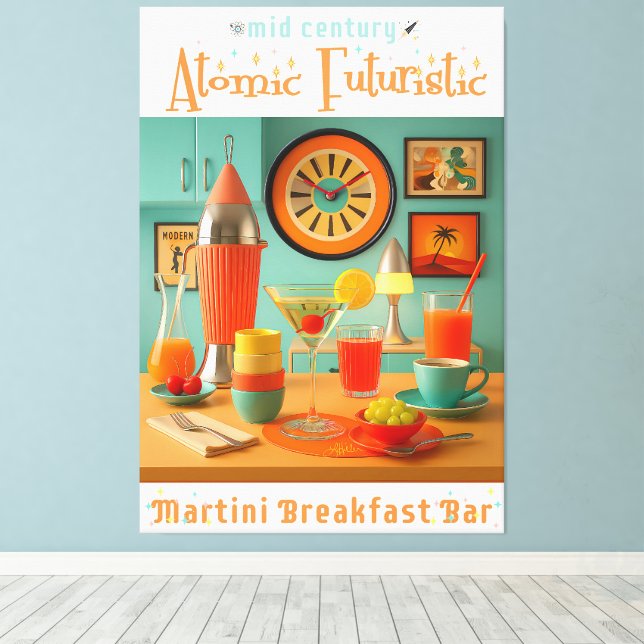 Toile Atomic Retro Futuristic Martini Breakfast Bar (Insitu (Plancher de Bois))