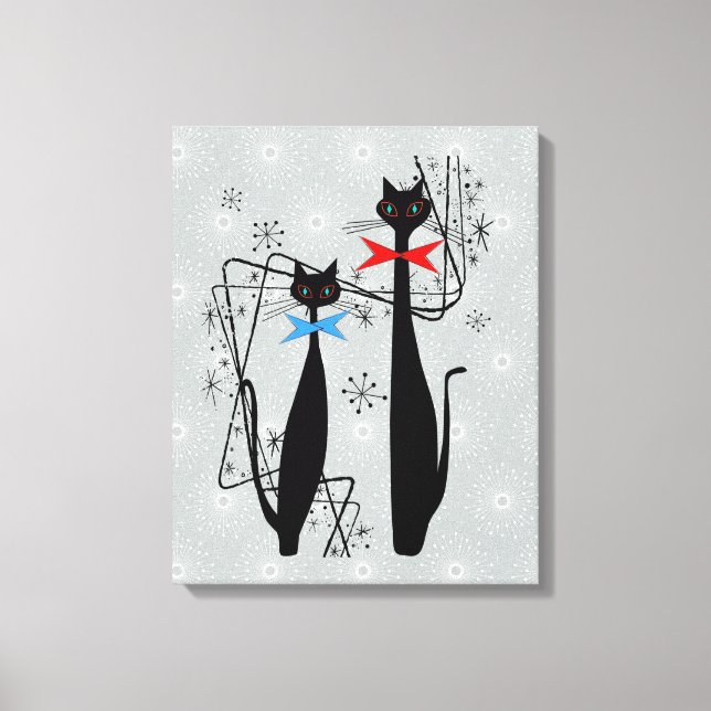 Toile Atomique Moyen Siècle moderne Cool Chat Pair (Recto)