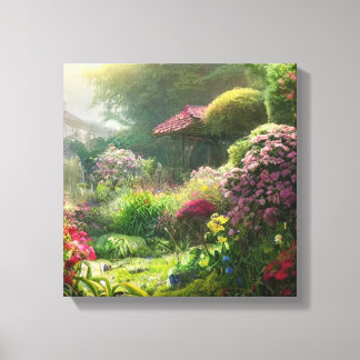 Toile Au début du matin dans le jardin