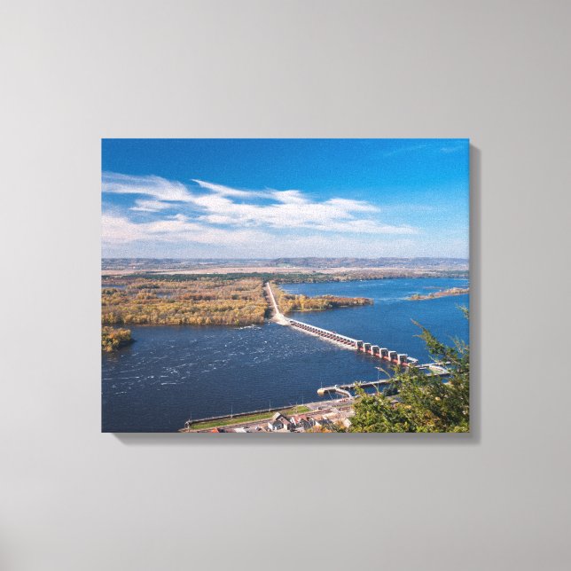 Toile Au-dessus du fleuve Mississippi et du barrage d'Al (Recto)