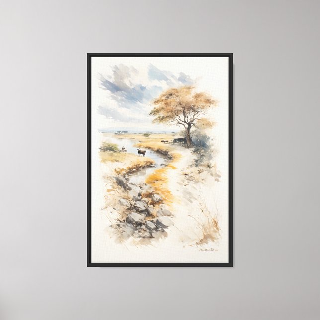 Toile Aube dorée sur la savane (Recto)