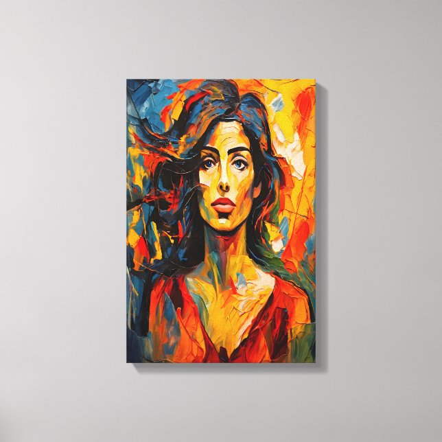 Toile Audacieuse Expressionniste Femme Portrait Abstrait (Recto)
