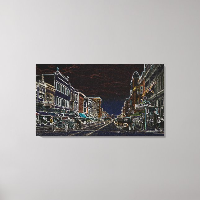 Toile Aurora Illinois Sud Broadway Neon Art 1920 (Recto)