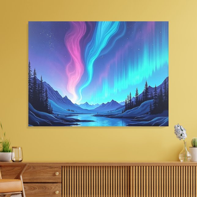 Toile Aurora Tide – Premium 40"x32" Fluid Art Canvas (Insitu(Salon))