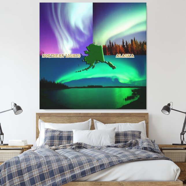 Toile Aurores boréales de l'Alaska Collage (Insitu(Chambre))