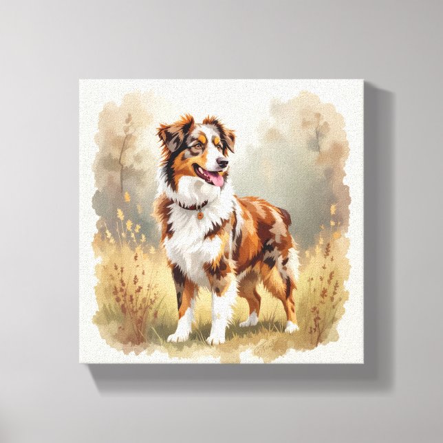 Toile Australian Shepherd Dog Red Merle Aussie (Recto)