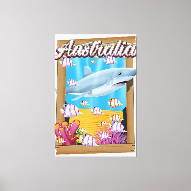Toile Australie poster de voyage de requins sous-marins (Recto)