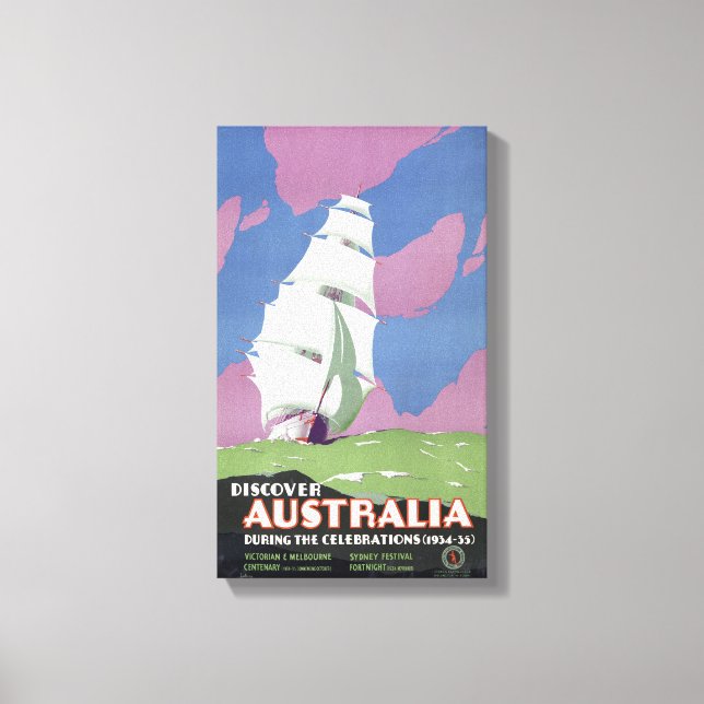 Toile Australie Poster Vintage voyage restauré (Recto)