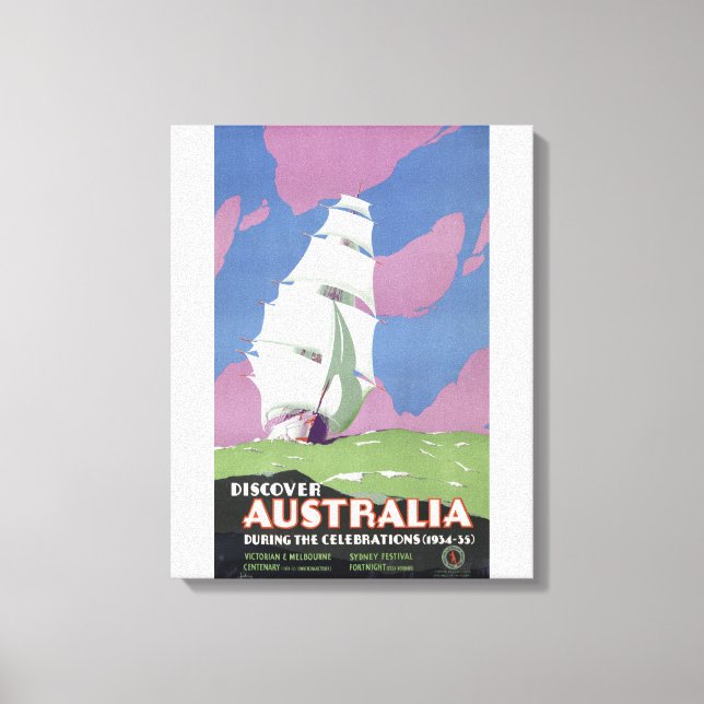 Toile Australie Poster Vintage voyage restauré (Recto)