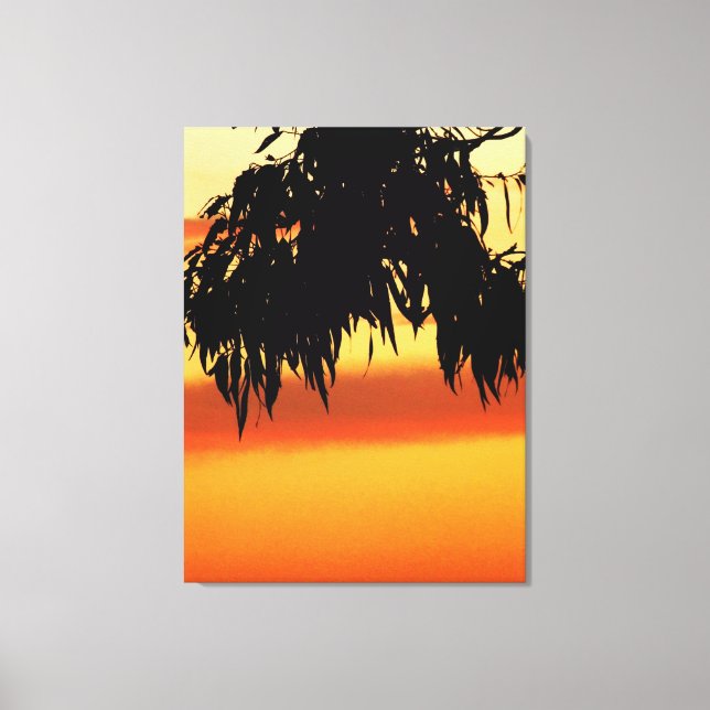 Toile australienne en silhouette au coucher du sol (Recto)