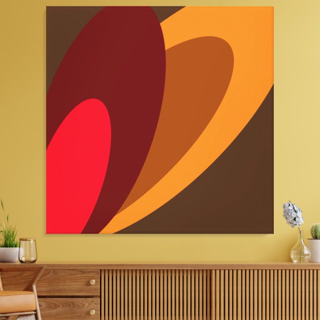 Toile Automne. Dynamique Brown Orange Rouge Art Abstrait (Insitu(Salon))