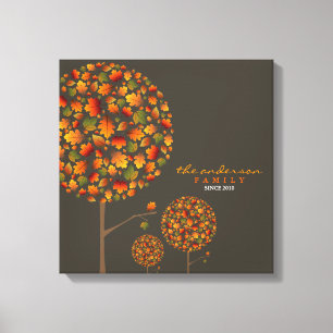 Toile Automne Feuilles automne Pop Tree Famille Canvas I