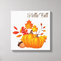 Automne Feuilles Citrouilles Enveloppé Canvas Art