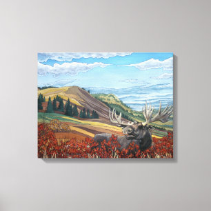 Toile Automne Moose Paysage Peinture Imprimantes