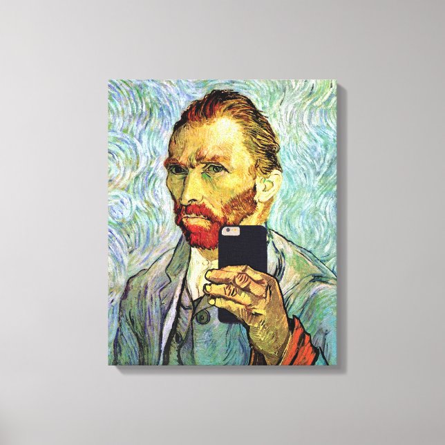 Toile Autoportrait de Vincent Van Gogh avec selfie au té (Recto)