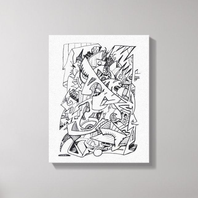 Toile Autres plans de ici, dessin à encre, (Recto)