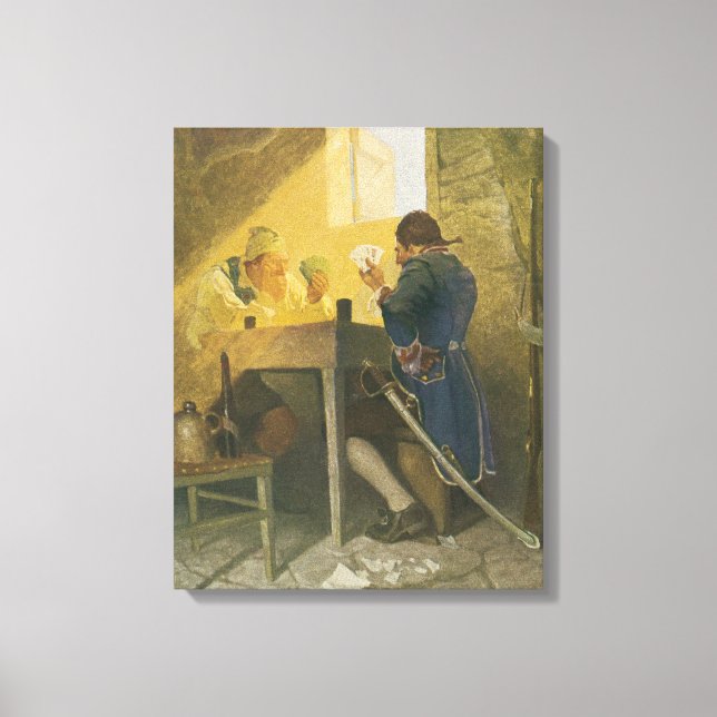 Toile Aux Cartes dans la Cage de Cluny par NC Wyeth (Recto)