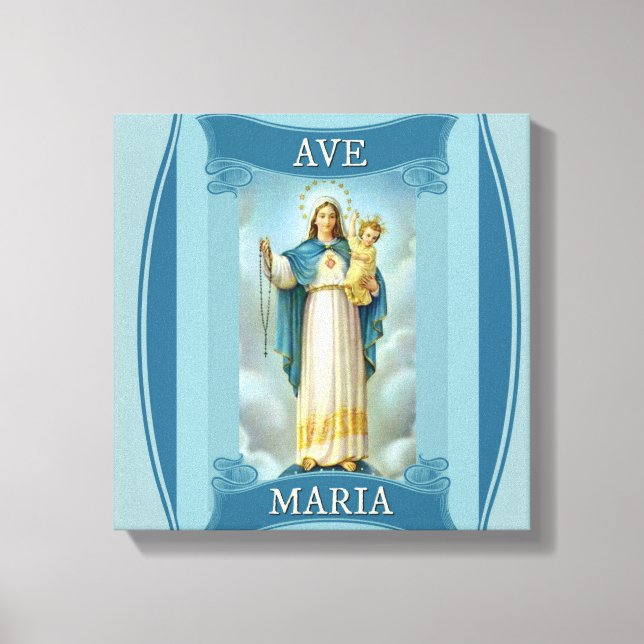 Toile AVE MARIA VIRGIN MARY CHRIST ENFANT Rosary (Recto)