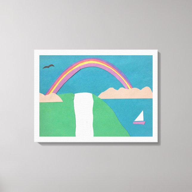 Toile avec arc-en-ciel et scène de cascade (Recto)