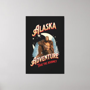 Toile Aventure Bigfoot en Alaska Art Rétro de la Nature