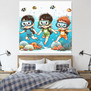 Toile Aventure sous-marine avec des amis