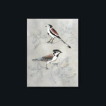 Toile Aviaire argenté | Une paire<br><div class="desc">Cet imprimé d'aquarelle présente deux oiseaux perchés dans un arbre | Par Naomi McCavitt</div>