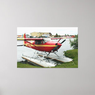Toile Avion de flotteur de rouge et de jaune, capot de