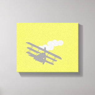 Toile Avion sur le fond jaune simple