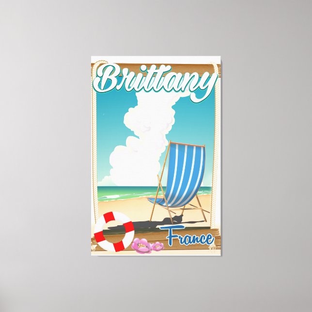 Toile Avis de voyage de plage Bretagne France (Recto)