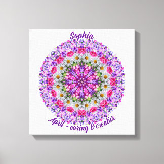 Toile Avril Fleur de naissance Daisy personnalisée Manda