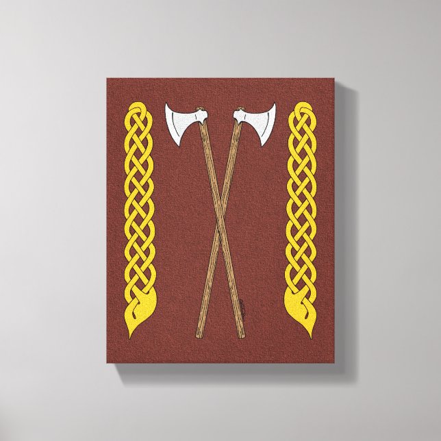 Toile Axes danois/viking traversés par une plaque (Recto)