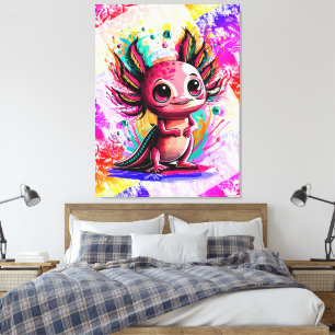 Toile Axolotl Amphibian - Coloré mignon Axolotl