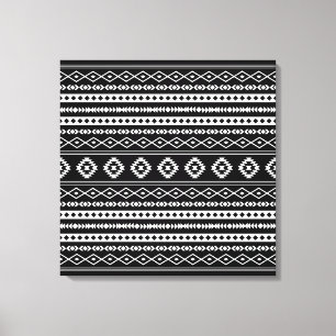 Toile Aztec blanc sur le Motif de Motifs Mixtes Noirs