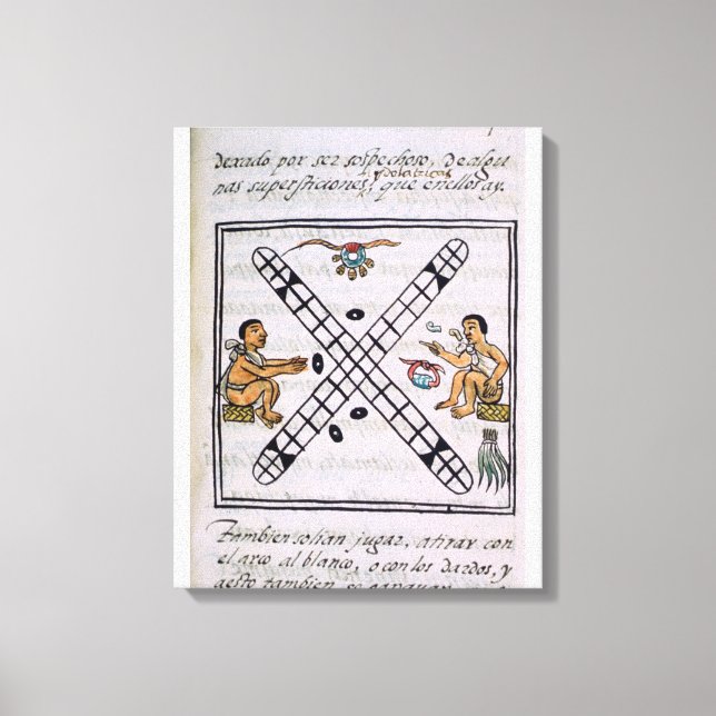 Toile Aztec hommes jouant Patoli (Recto)
