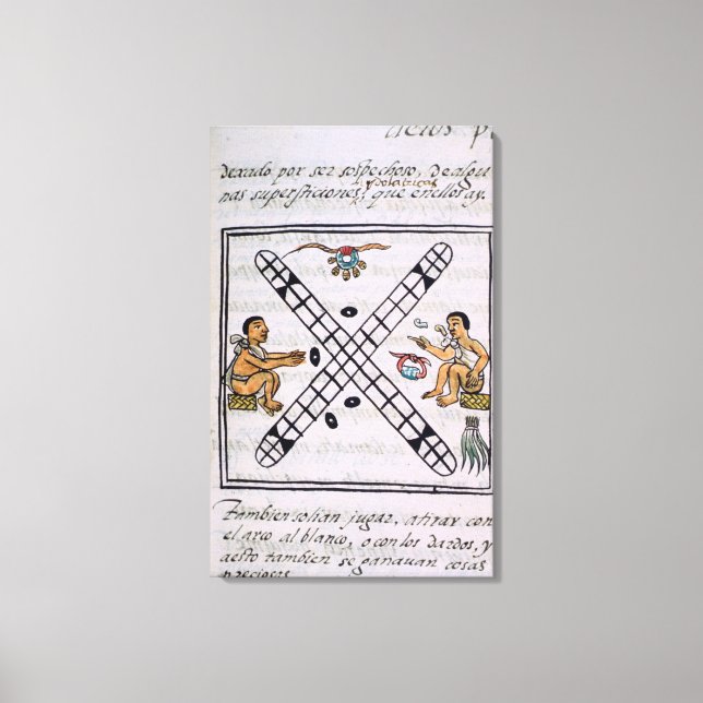 Toile Aztec hommes jouant Patoli (Recto)
