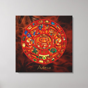Toile AZTECA ~ Mayan - Aztec Sun Calendar Art
