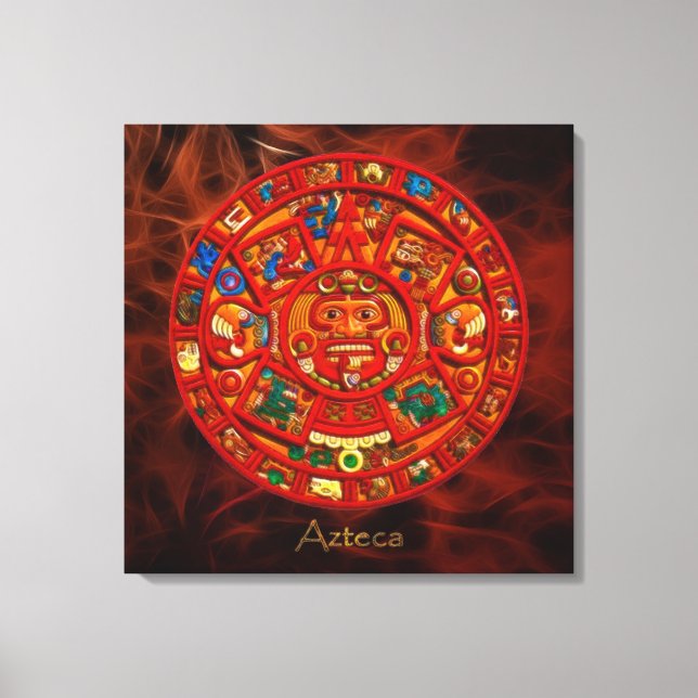 Toile AZTECA ~ Mayan - Aztec Sun Calendar Art (Recto)