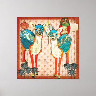 Toile Azure Deer & Rose Owl Fiesta Canvas