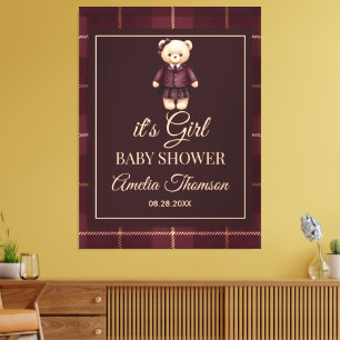 Toile Baby-shower élégant et chic pour un ourson prépa