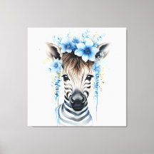 Baby Zebra - Couronne de fleurs bleues