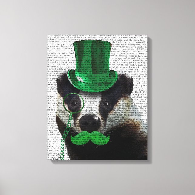 Toile Badger avec chapeau vert et moustache (Recto)