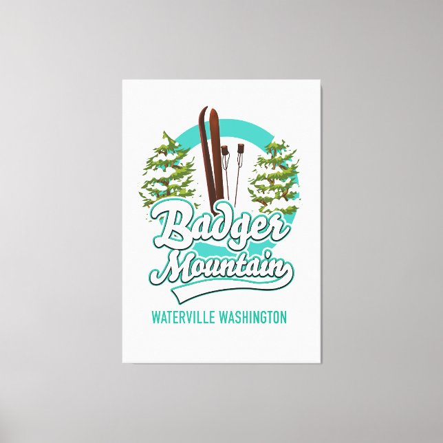 Toile Badger Mountain Waterville Washington logo du ski (Recto)