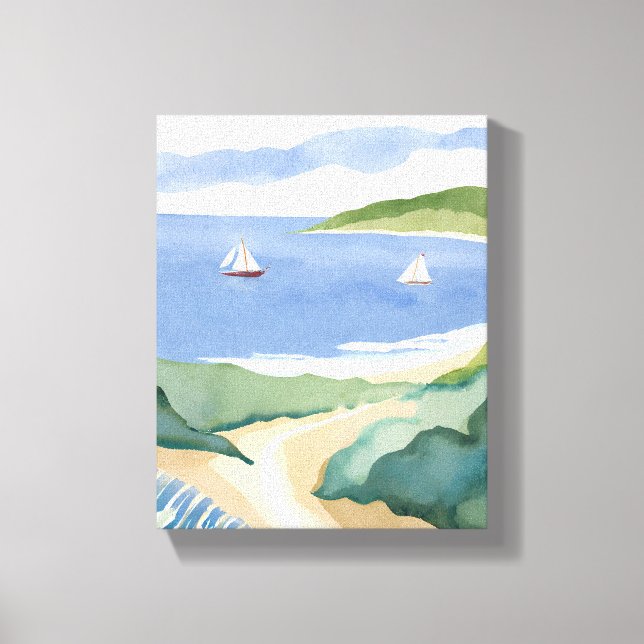 Toile Baie de Narragansett | Aquarelle du R.I. côtière (Recto)