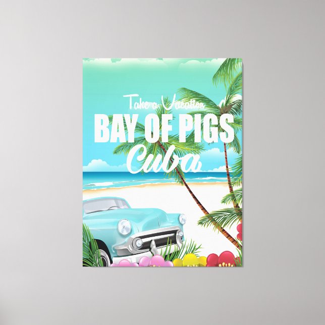 Toile Baie des Cochons, Cuba affiche de vacances à la pl (Recto)
