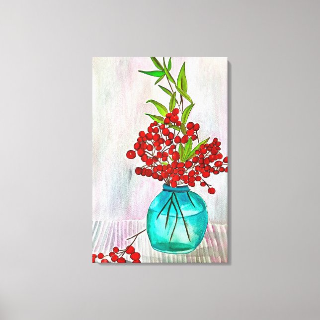 Toile Baies d'eau Red Christmas Berries (Recto)