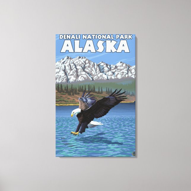 Toile Bald Eagle Diving - Denali National Park, Alaska (Recto)